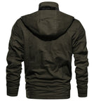 Winter Zip - up Coat Warm Thickened Detachable Hooded Jacket Multi - pocket Button Drawstring Long Sleeve Tops Men's Cargo Clothing - StepByStepNow