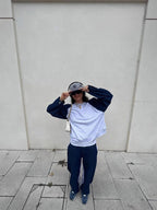 Women's Autumn Color Clash Casual Sweatshirt Set Patchwork Color Round Neck Long Sleeve Sweatshirt High Waist Casual Pants - StepByStepNow