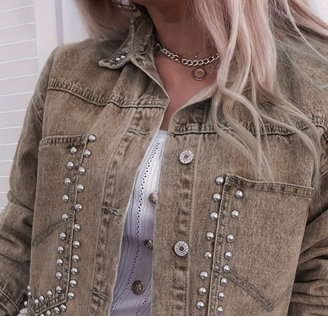 Women's Decorative Rivets Denim Jacket - StepByStepNow