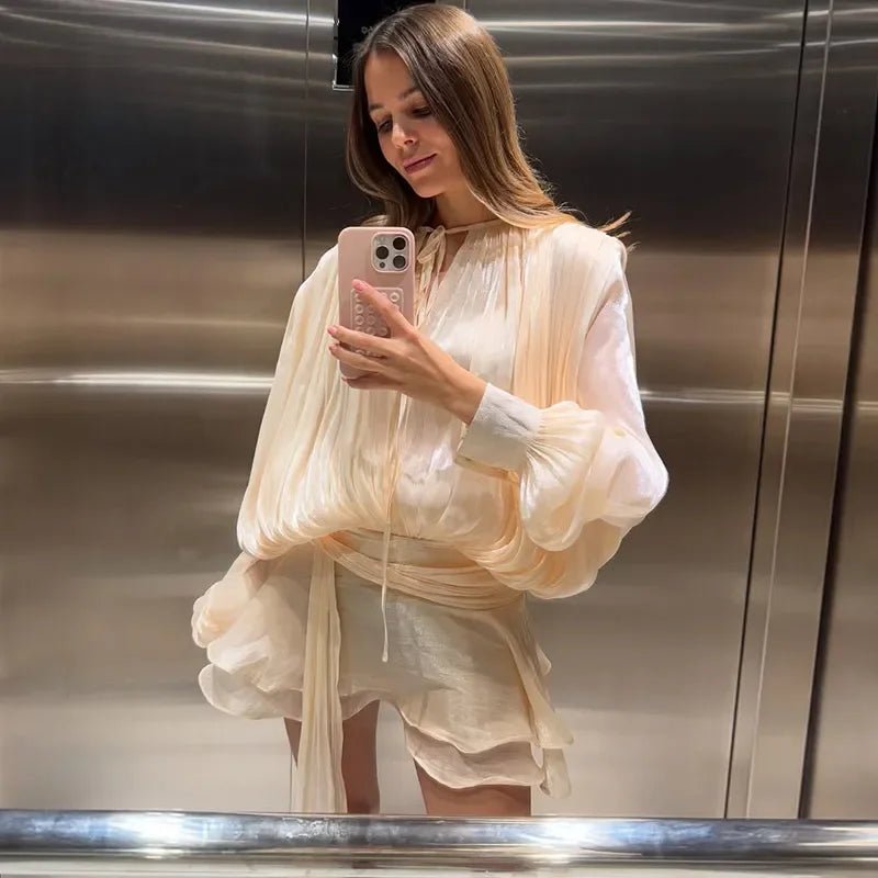 Women's Elegant Patchwork Mini Dress - High Street Style - StepByStepNow