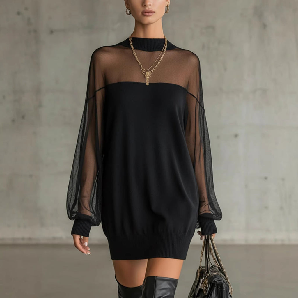 Mini Abito Patchwork in Rete da Donna: Scollo a V - StepByStepNow