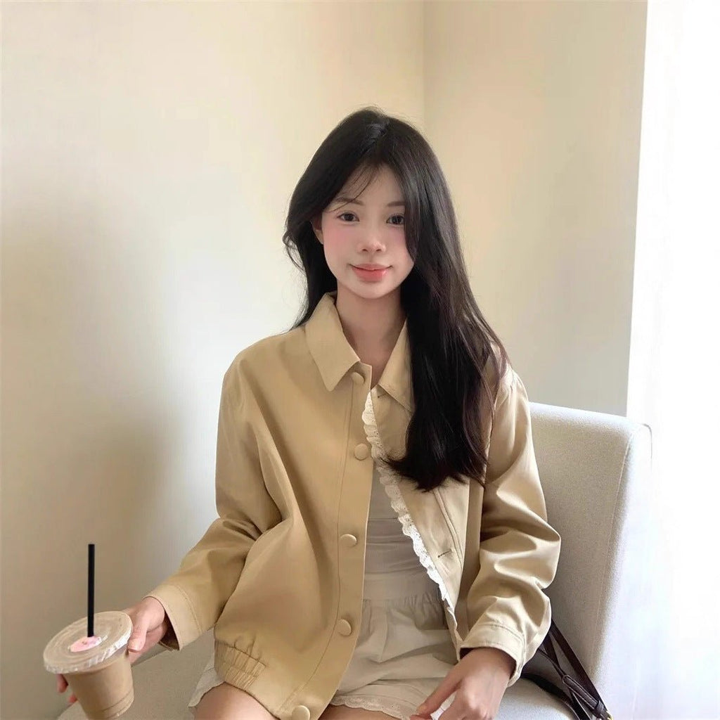 Womens Fashion Patchwork Lace Collar Short Coat - StepByStepNow