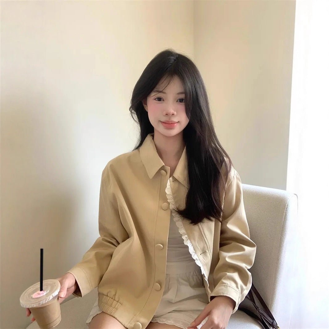 Womens Fashion Patchwork Lace Collar Short Coat - StepByStepNow