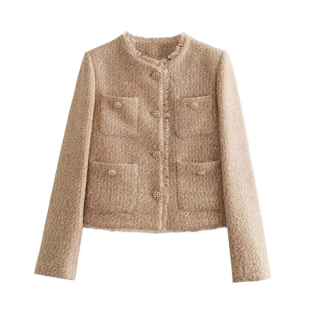 Women's Fashion Woolen Solid Color Casual Top Short Coat - StepByStepNow
