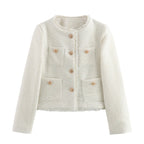 Women's Fashion Woolen Solid Color Casual Top Short Coat - StepByStepNow