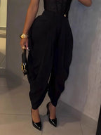 Women’s High Waist Wide Leg Knitted Jeans - Loose Fit Ankle - Length Office Pants - StepByStepNow