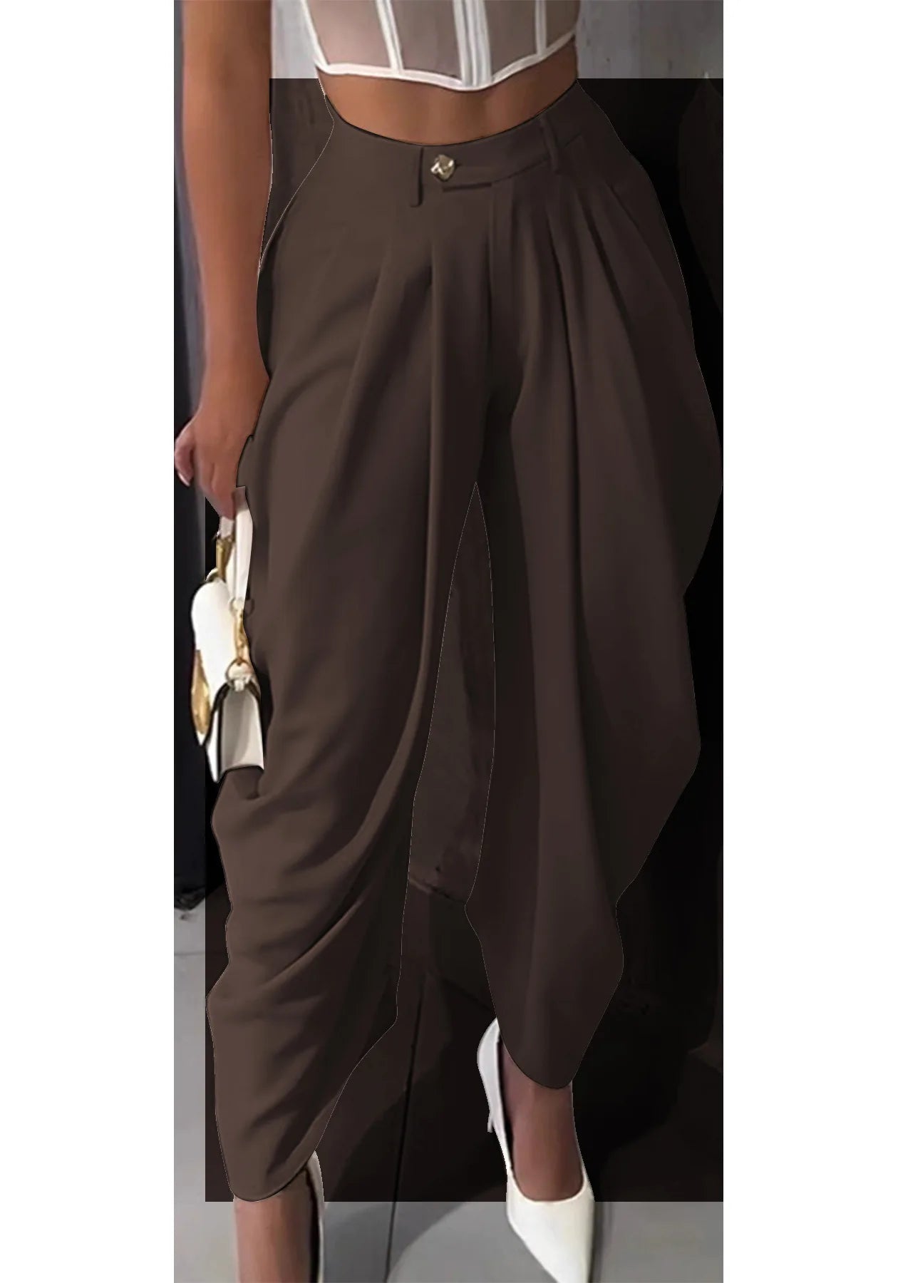 Women’s High Waist Wide Leg Knitted Jeans - Loose Fit Ankle - Length Office Pants - StepByStepNow