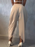 Women’s High Waist Wide Leg Knitted Jeans - Loose Fit Ankle - Length Office Pants - StepByStepNow