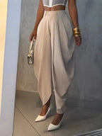 Women’s High Waist Wide Leg Knitted Jeans - Loose Fit Ankle - Length Office Pants - StepByStepNow