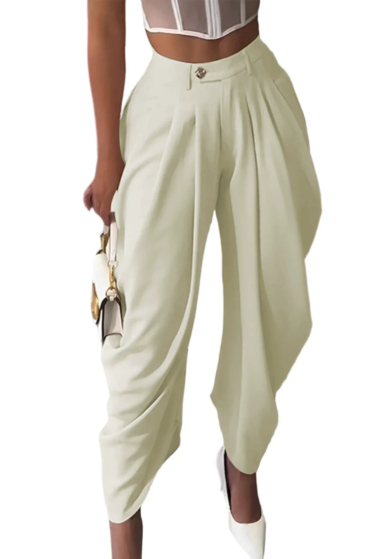 Women’s High Waist Wide Leg Knitted Jeans - Loose Fit Ankle - Length Office Pants - StepByStepNow