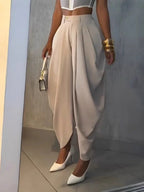 Women’s High Waist Wide Leg Knitted Jeans - Loose Fit Ankle - Length Office Pants - StepByStepNow