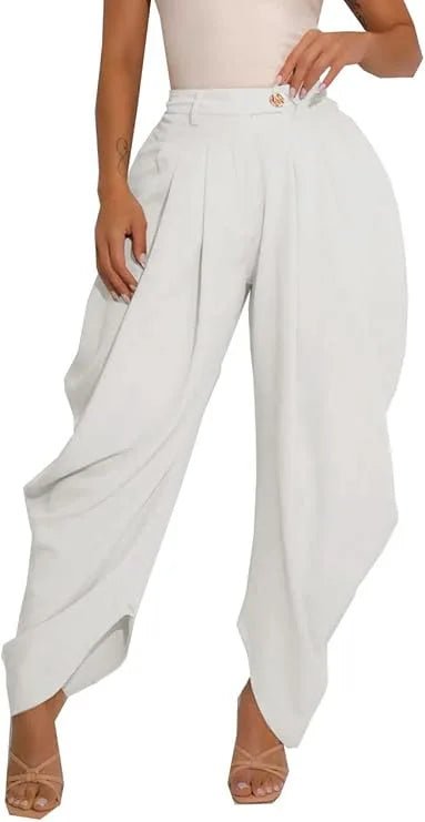 Women’s High Waist Wide Leg Knitted Jeans - Loose Fit Ankle - Length Office Pants - StepByStepNow