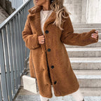 Women's Long - sleeved Lapel Plush Jacket Top - StepByStepNow