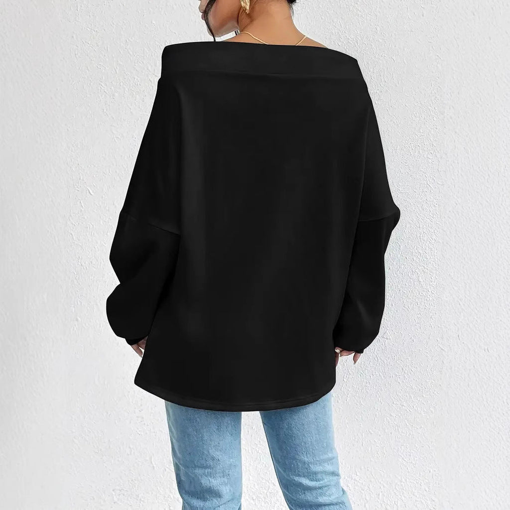 Women's Loose Casual Drawstring Off - the - shoulder Off - shoulder Top - StepByStepNow
