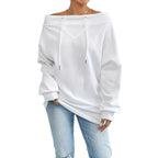 Women's Loose Casual Drawstring Off - the - shoulder Off - shoulder Top - StepByStepNow