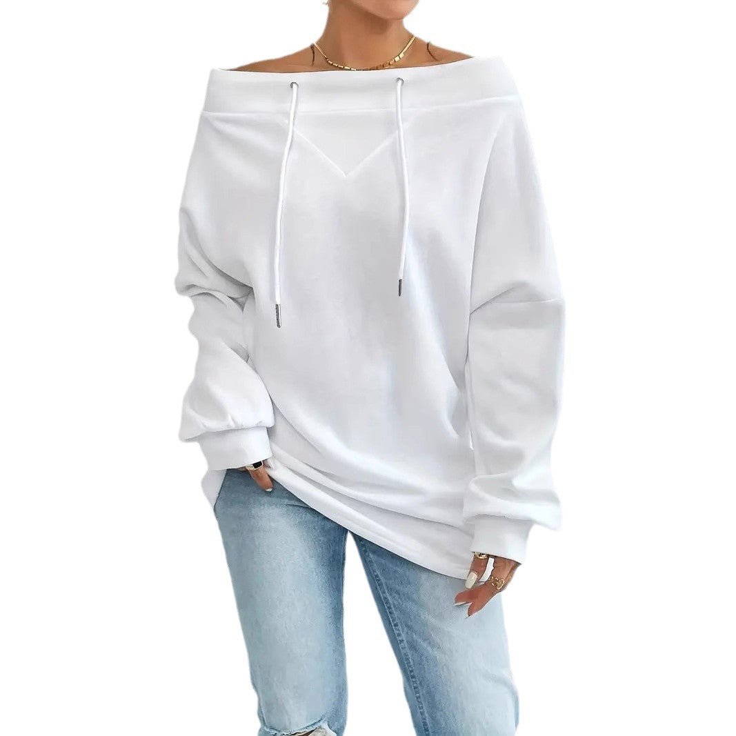 Women's Loose Casual Drawstring Off - the - shoulder Off - shoulder Top - StepByStepNow