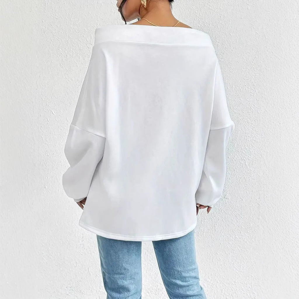 Women's Loose Casual Drawstring Off - the - shoulder Off - shoulder Top - StepByStepNow
