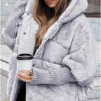 Women's Loose Cotton Coat Faux Fur Patchwork Winter Coat Comfort Chic Long Sleeve Hooded Jacket - StepByStepNow