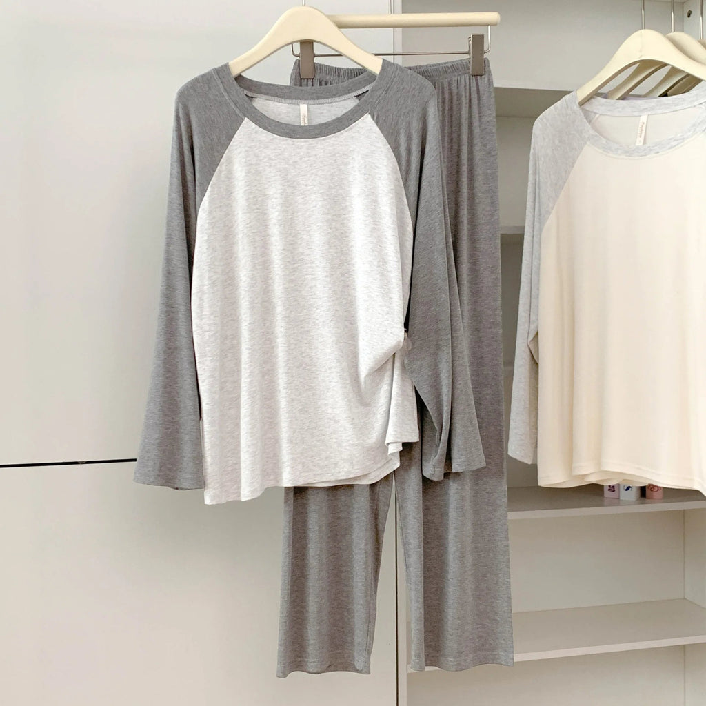 Women's Modal Sleepwear Soft Comfortable Pajamas Set Spring Autumn Round Neck Home Clothes Casual Loose Night Wear Loungewear - StepByStepNow
