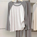 Women's Modal Sleepwear Soft Comfortable Pajamas Set Spring Autumn Round Neck Home Clothes Casual Loose Night Wear Loungewear - StepByStepNow