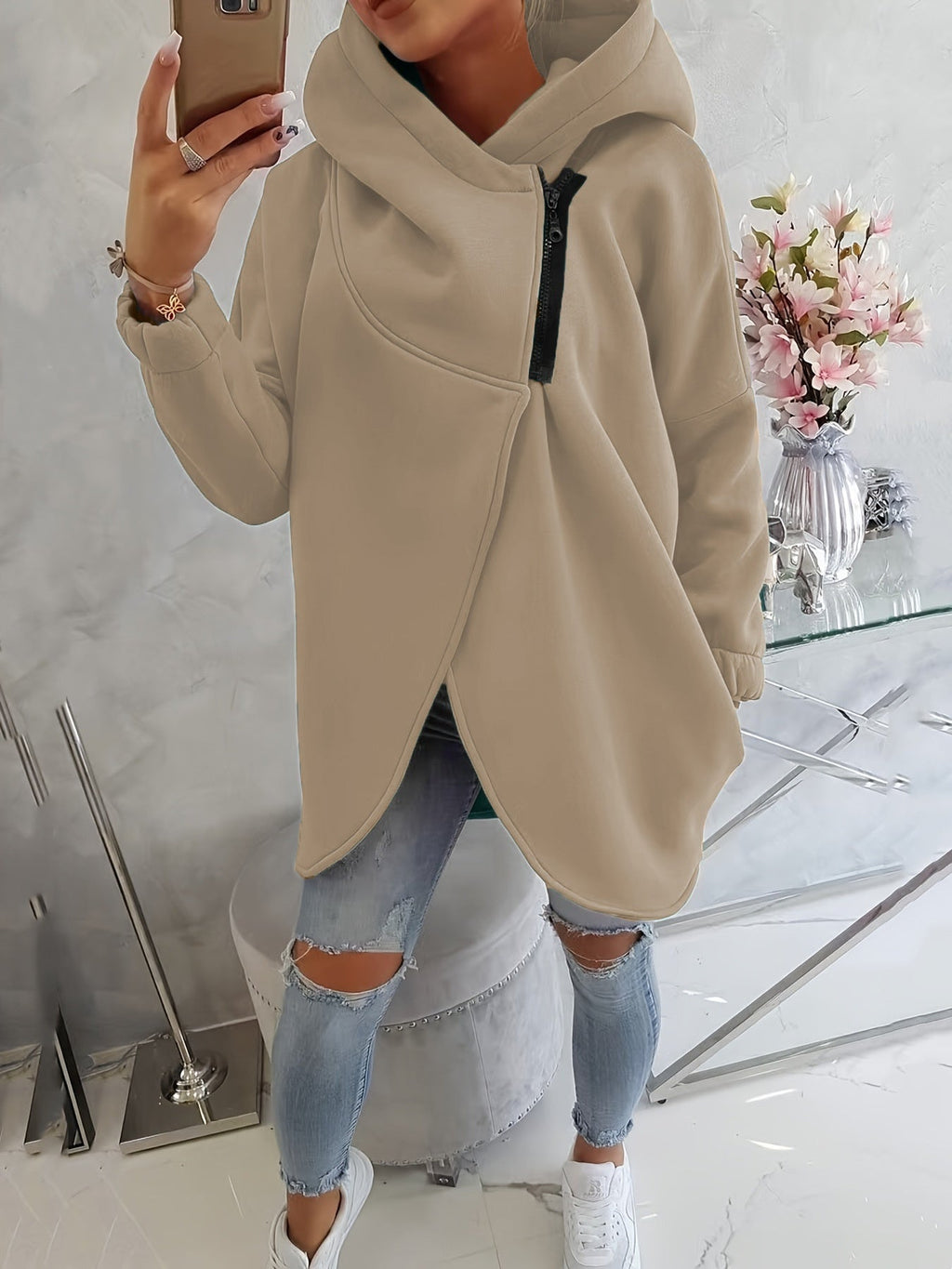 Women's Plus Size Solid Color Coat - StepByStepNow