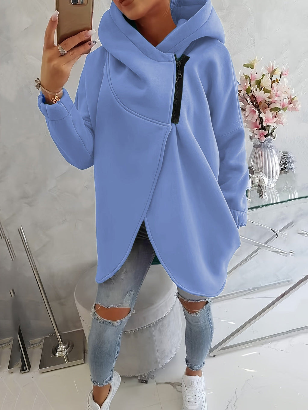 Women's Plus Size Solid Color Coat - StepByStepNow