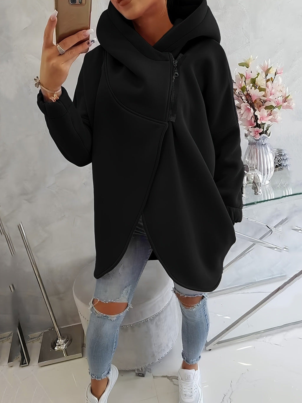 Women's Plus Size Solid Color Coat - StepByStepNow