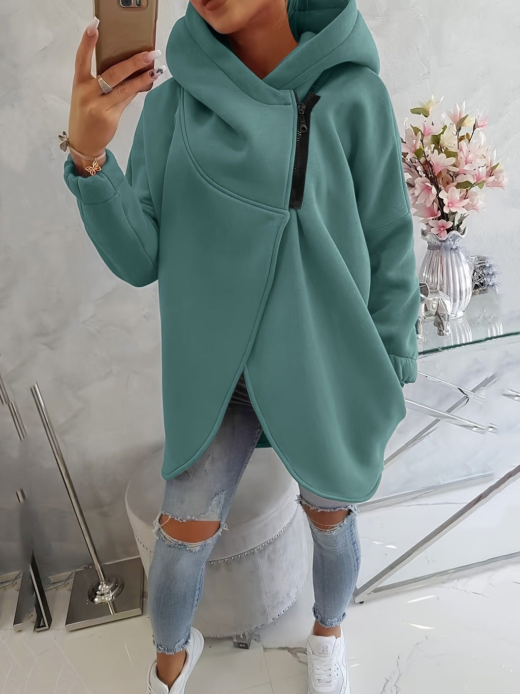 Women's Plus Size Solid Color Coat - StepByStepNow