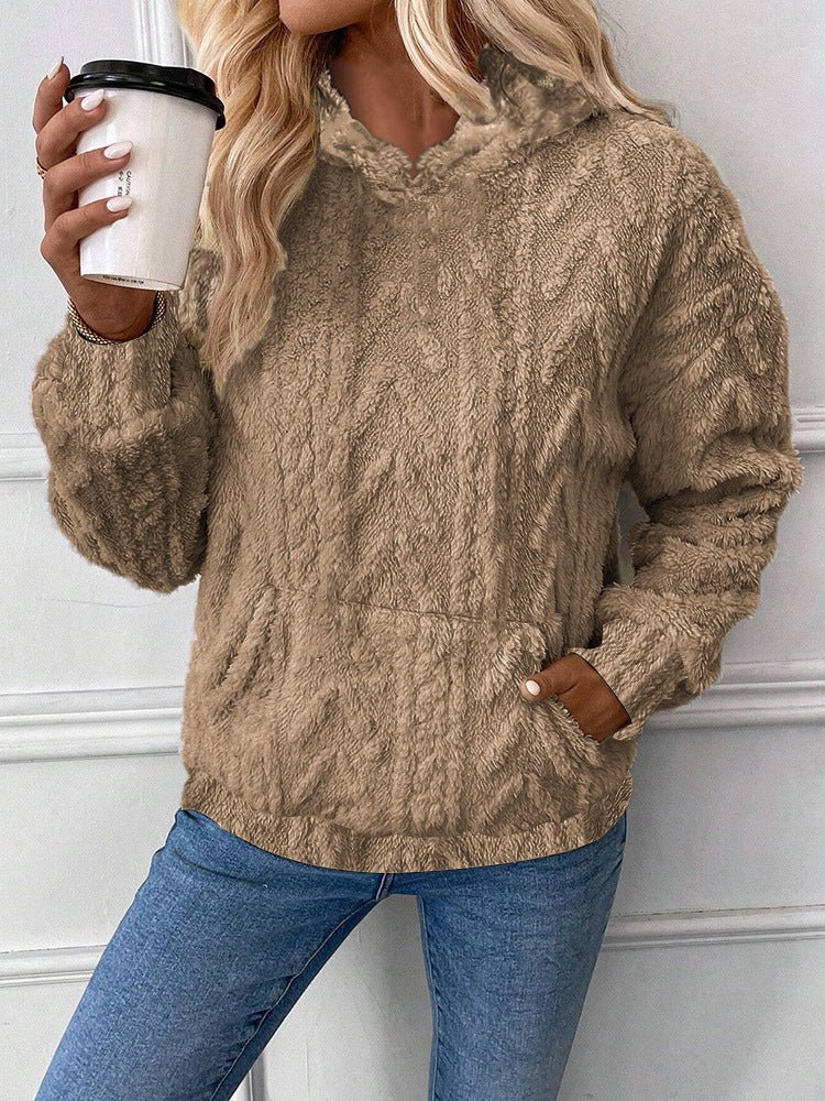Women's Pullover Jacquard Hooded Loose Fleece Sweatshirt - StepByStepNow