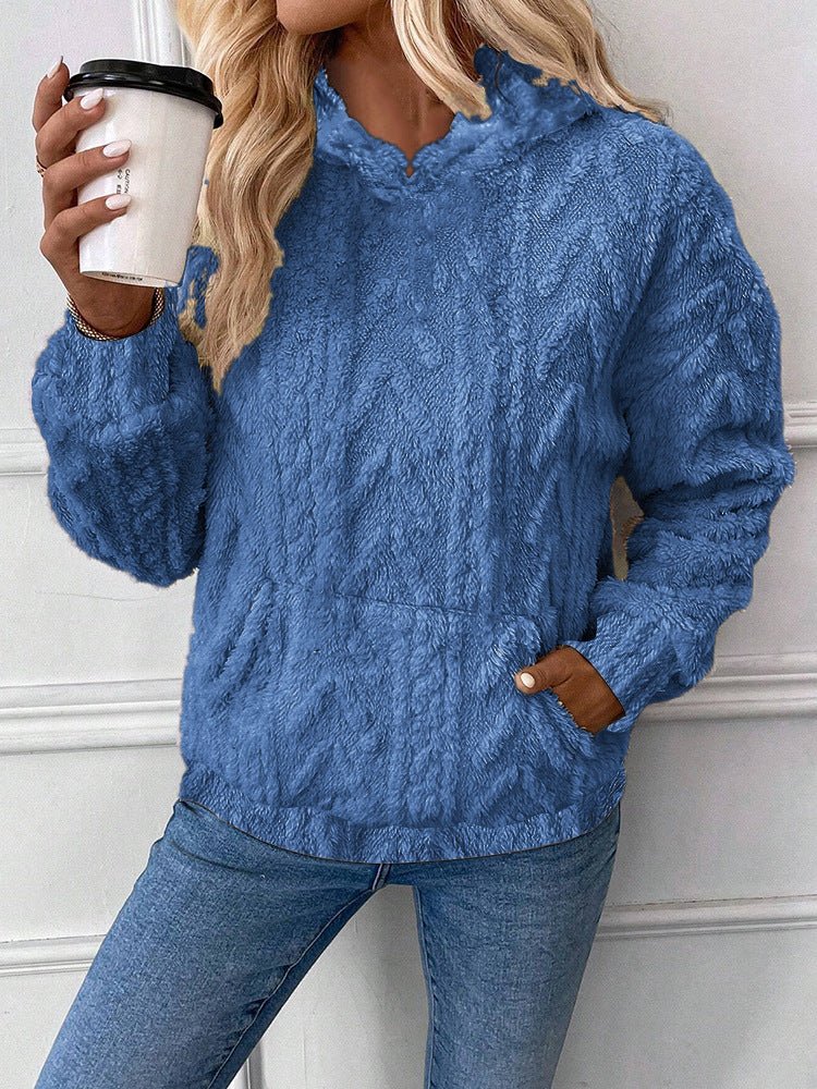 Women's Pullover Jacquard Hooded Loose Fleece Sweatshirt - StepByStepNow