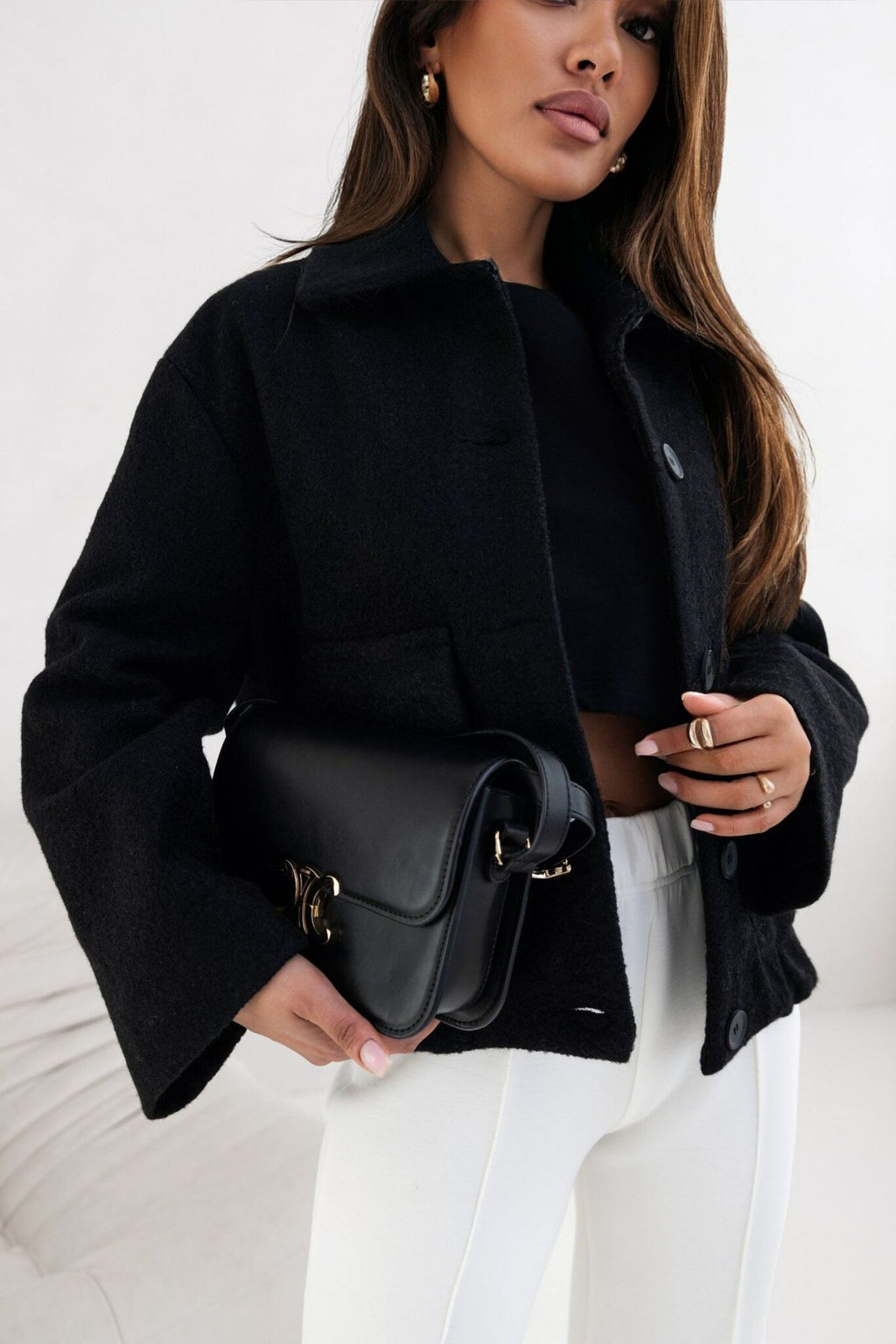 Women's Solid Color Casual Button Woolen Jacket - StepByStepNow