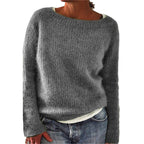 Women's Sweater Solid Color Static Version Basic Style Round Neck - StepByStepNow