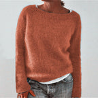 Women's Sweater Solid Color Static Version Basic Style Round Neck - StepByStepNow