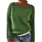 Women's Sweater Solid Color Static Version Basic Style Round Neck - StepByStepNow