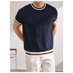 Women's Textured Jacquard Color - Block Knitted T-Shirt - StepByStepNow