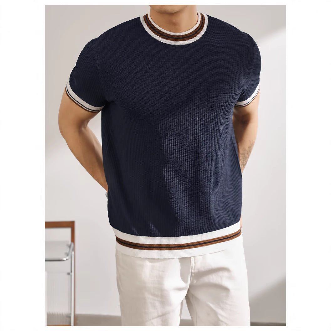 Women's Textured Jacquard Color - Block Knitted T-Shirt - StepByStepNow