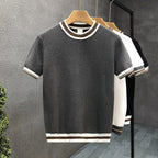 Women's Textured Jacquard Color - Block Knitted T-Shirt - StepByStepNow