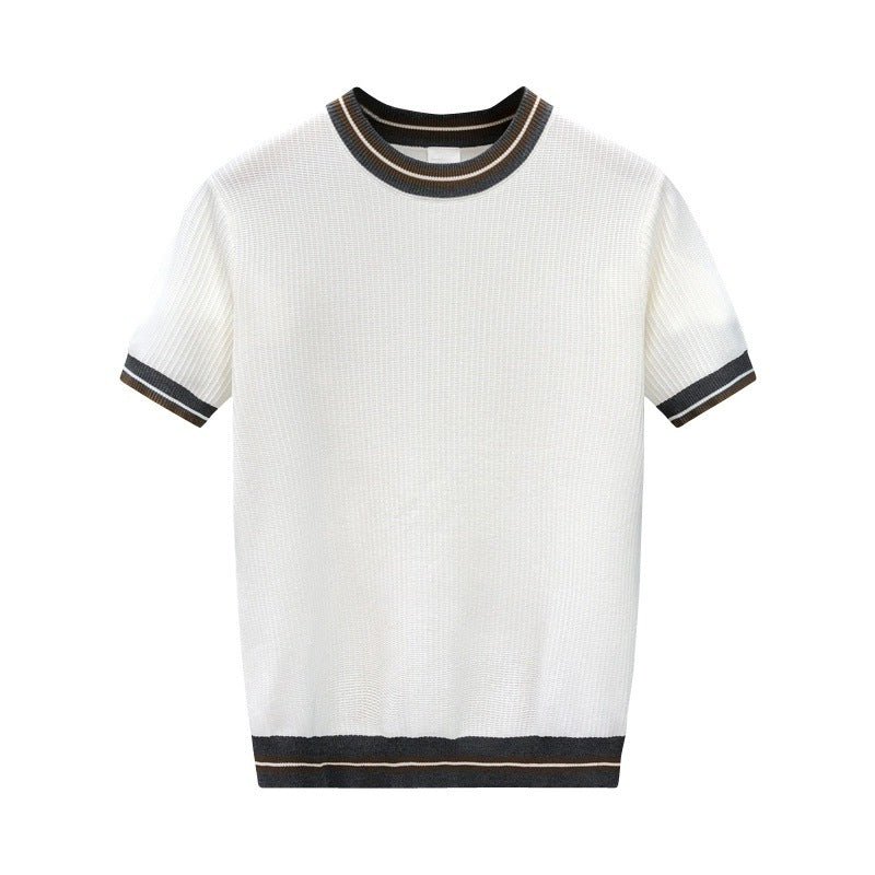 Women's Textured Jacquard Color - Block Knitted T-Shirt - StepByStepNow