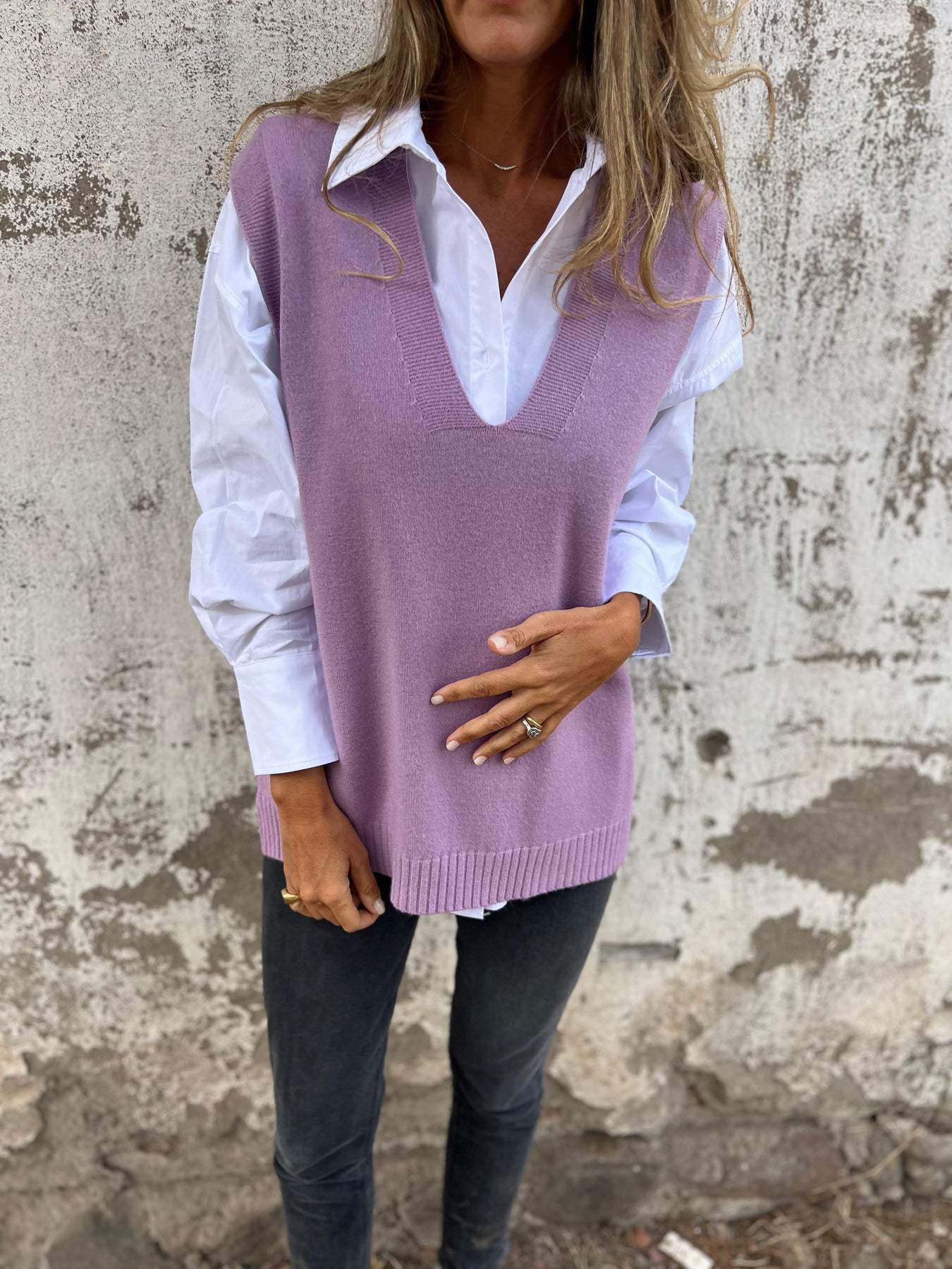 Women's V - neck Knitted Sweater Vest - StepByStepNow