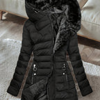 Women's Winter Fleece - Lined Hooded Jacket - Mid - Length Relaxed Fit Coat with Zipper Front - StepByStepNow