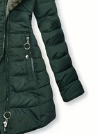 Women's Winter Fleece - Lined Hooded Jacket - Mid - Length Relaxed Fit Coat with Zipper Front - StepByStepNow