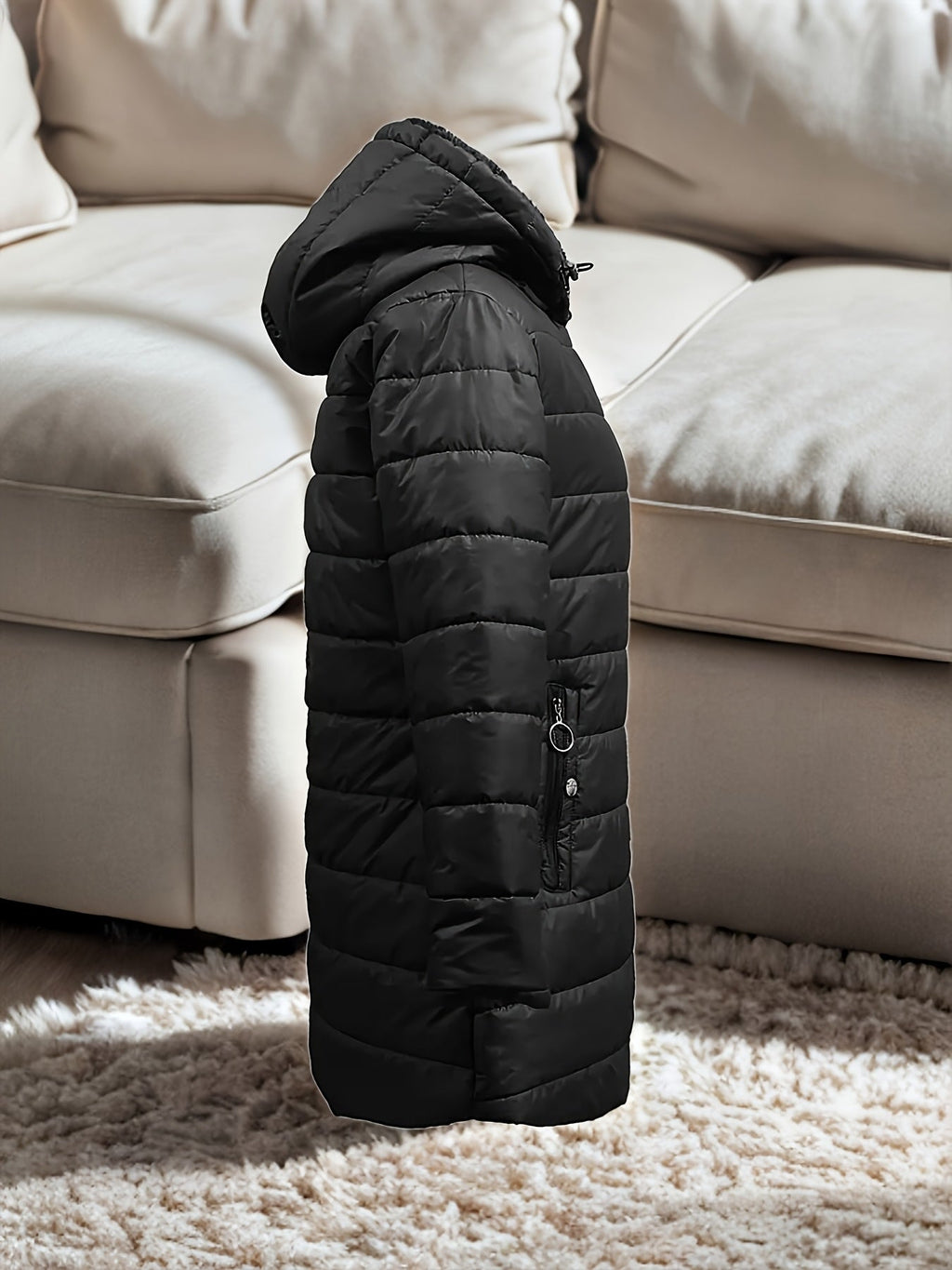 Women's Winter Fleece - Lined Hooded Jacket - Mid - Length Relaxed Fit Coat with Zipper Front - StepByStepNow
