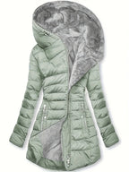 Women's Winter Fleece - Lined Hooded Jacket - Mid - Length Relaxed Fit Coat with Zipper Front- StepByStepNow