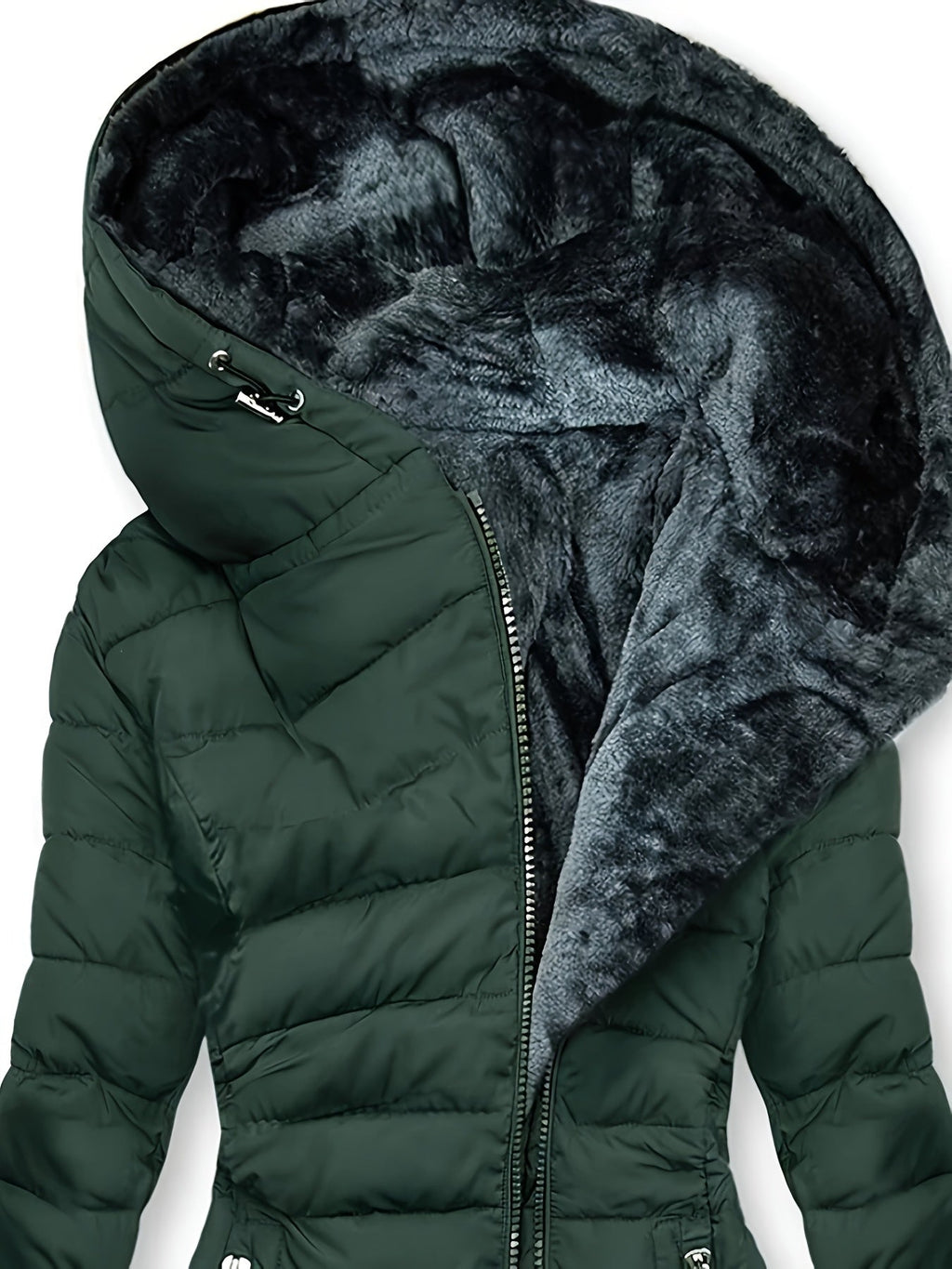 Women's Winter Fleece - Lined Hooded Jacket - Mid - Length Relaxed Fit Coat with Zipper Front - StepByStepNow