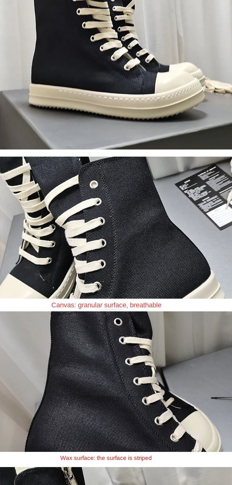 YETTIES Unisex High - Top Canvas Sneakers - Thick Sole Zip - Up Summer Shoes | StepbyStepNow - StepByStepNow
