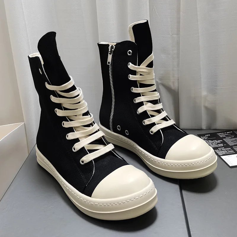 YETTIES Unisex High - Top Canvas Sneakers - Thick Sole Zip - Up Summer Shoes | StepbyStepNow - StepByStepNow