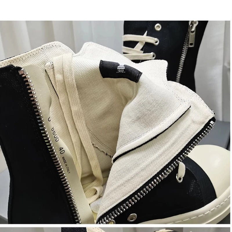 YETTIES Unisex High - Top Canvas Sneakers - Thick Sole Zip - Up Summer Shoes | StepbyStepNow - StepByStepNow