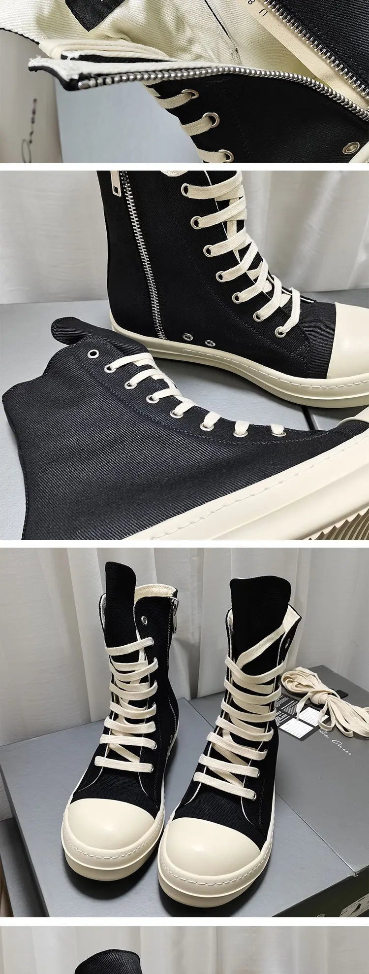 YETTIES Unisex High - Top Canvas Sneakers - Thick Sole Zip - Up Summer Shoes | StepbyStepNow - StepByStepNow