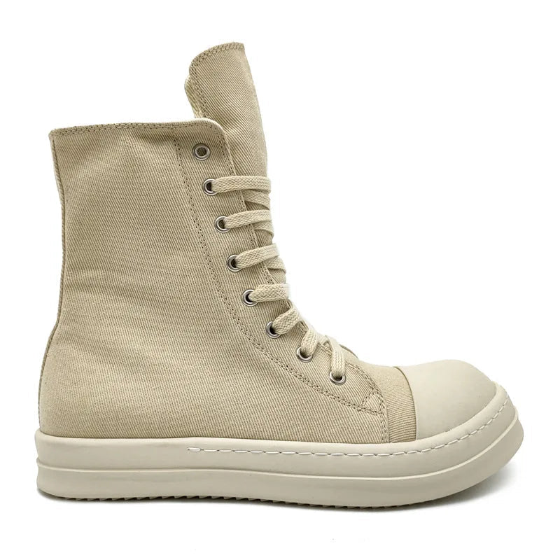 YETTIES Unisex High - Top Canvas Sneakers - Thick Sole Zip - Up Summer Shoes | StepbyStepNow - StepByStepNow