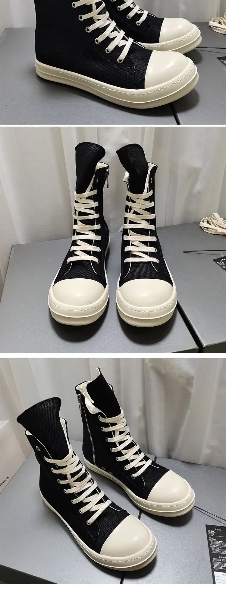 YETTIES Unisex High - Top Canvas Sneakers - Thick Sole Zip - Up Summer Shoes | StepbyStepNow - StepByStepNow